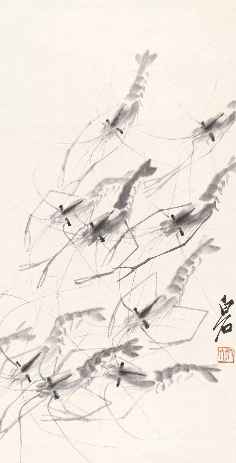 齐白石画的虾值多少钱，齐白石虾图真迹欣赏(图2)