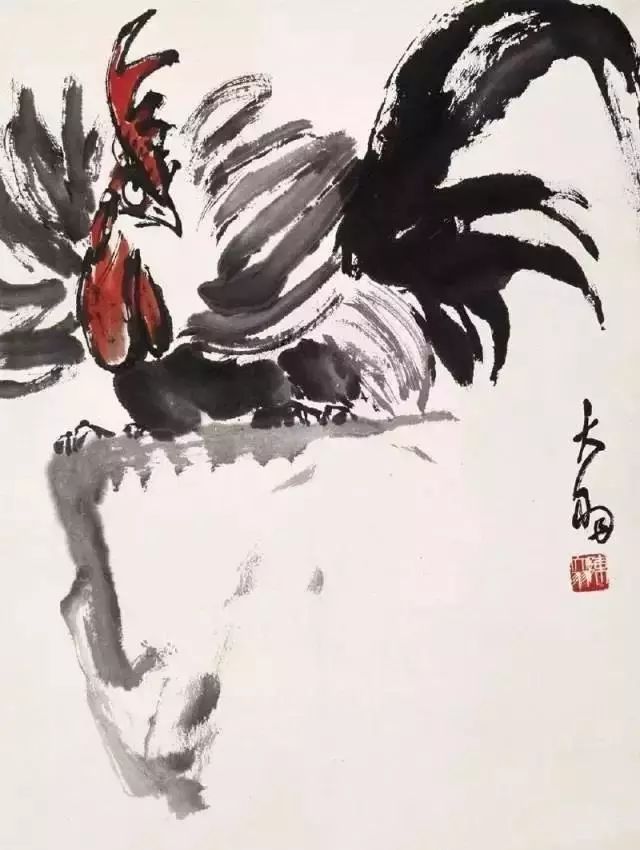画鸡的著名画家陈大羽国画公鸡作品欣赏(图8)