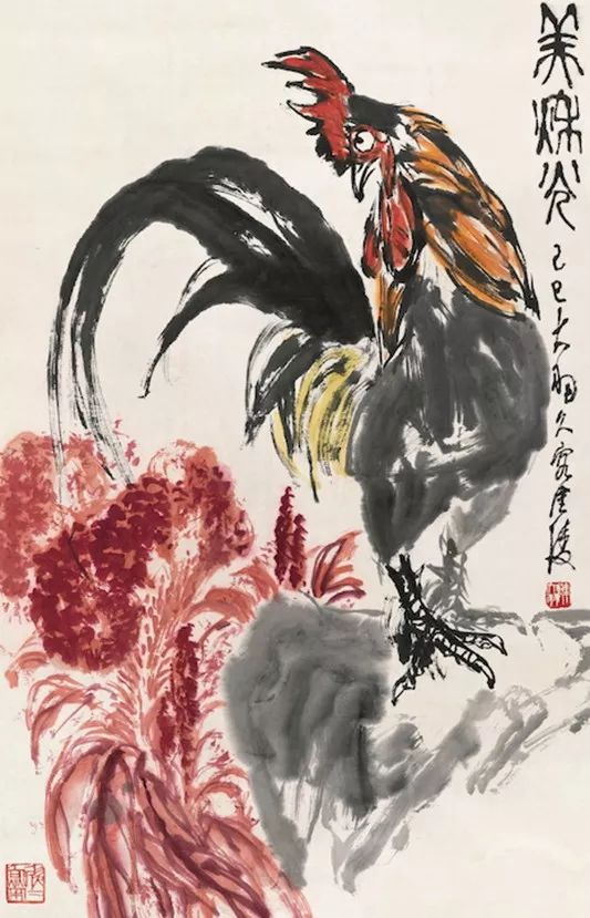 画鸡的著名画家陈大羽国画公鸡作品欣赏(图13)