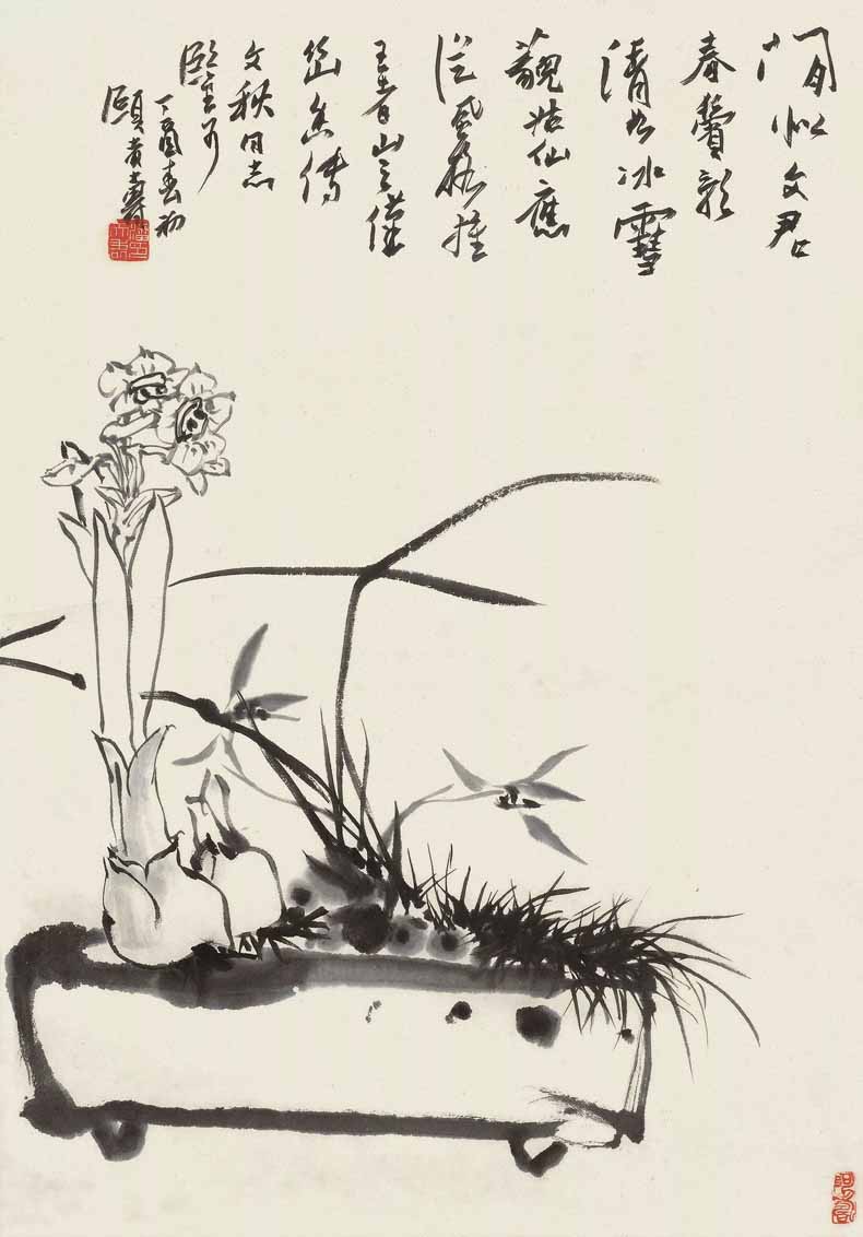 潘天寿国画兰花作品欣赏(图14)