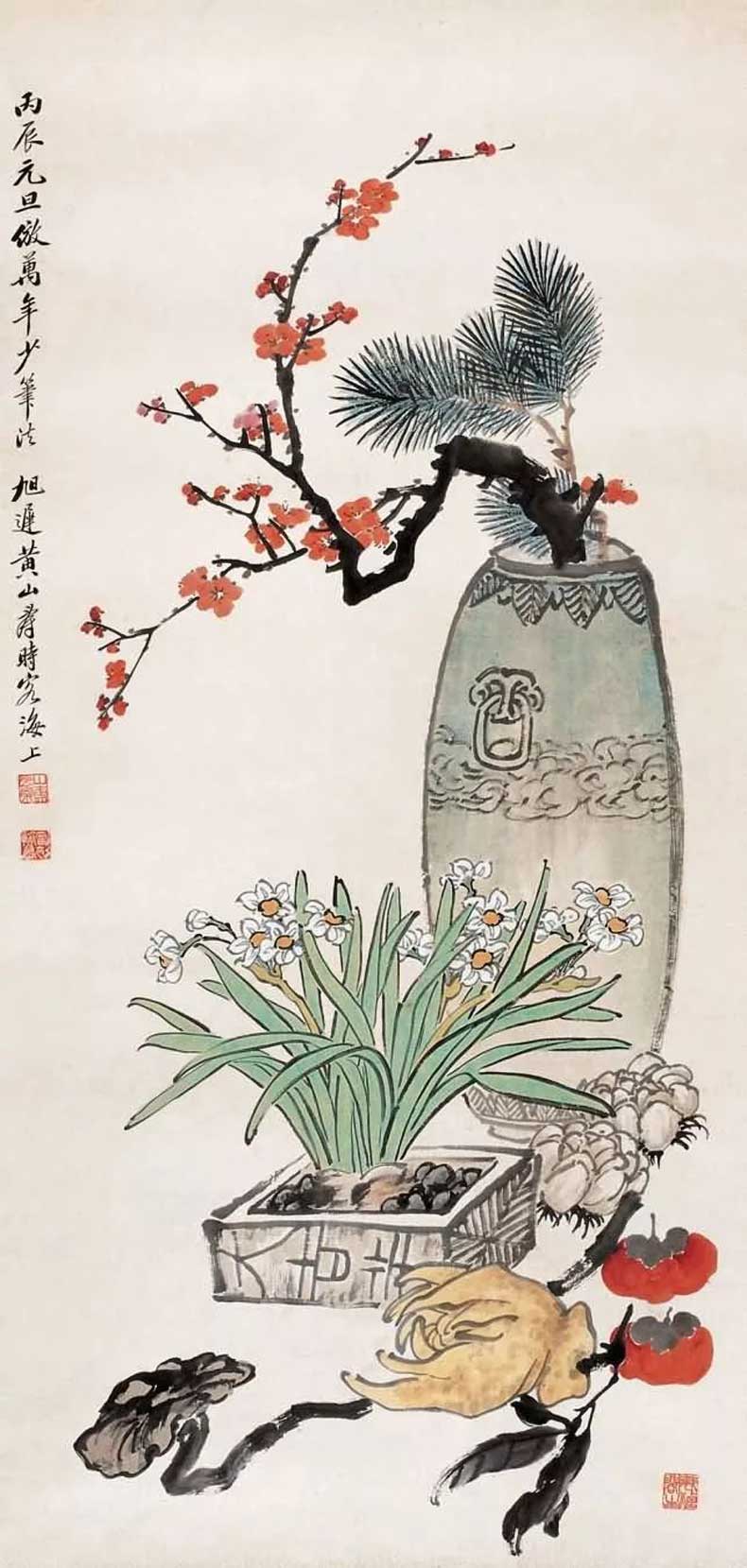 黄山寿花鸟画作品欣赏(图2)