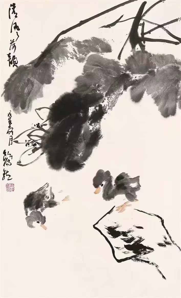 著名画家欧阳龙国画鸭欣赏