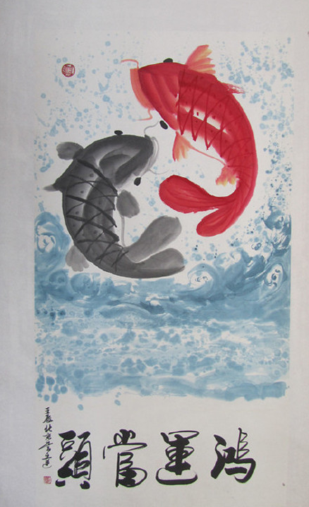 中国虾王李达画作