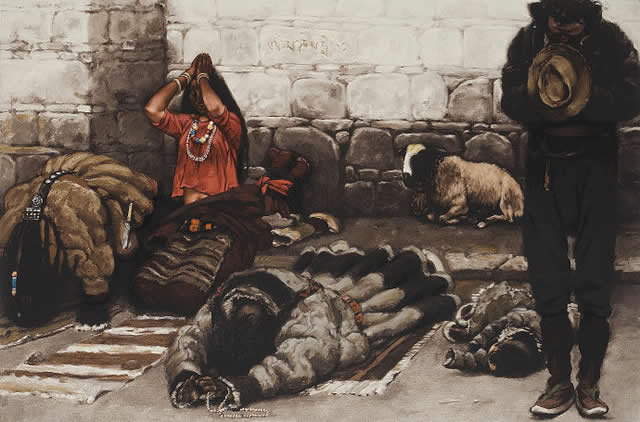 陈丹青《西藏组画》作品欣赏(图7)